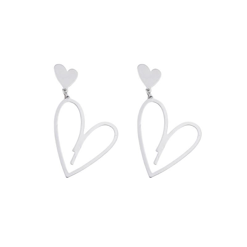 Большие двухслойные полые геометрические серьги-подвески в форме сердца для женщин и девочек, ювелирные изделия, аксессуары, подарок на День святого Валентина
