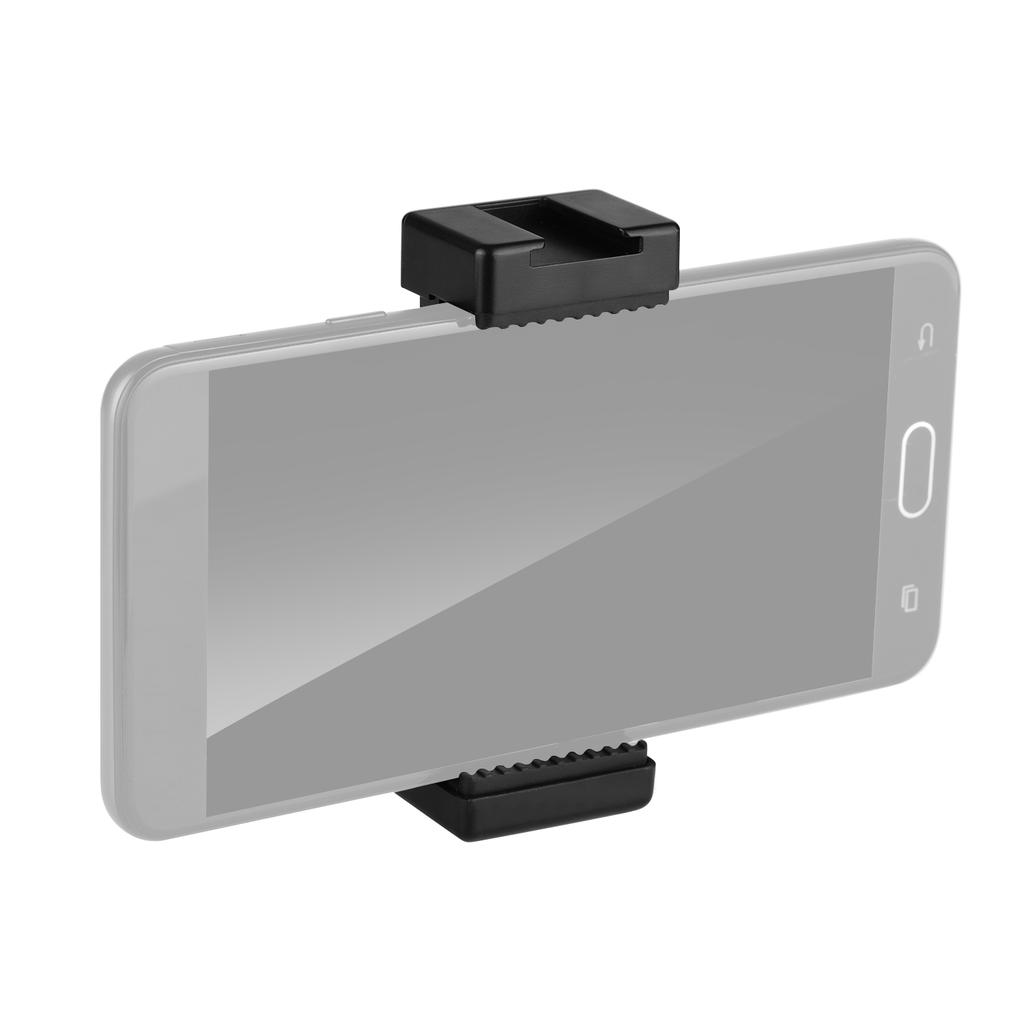 Phone Tripod Mount Adapter Phone Holder Clip with Dual 1/4 Threads Cold Shoe for Tripod Selfie