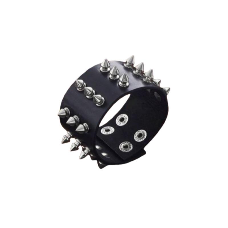 Мужской Панк-Рок Шипованный Заклепками Многослойный Браслет-Браслет из Искусственной Кожи