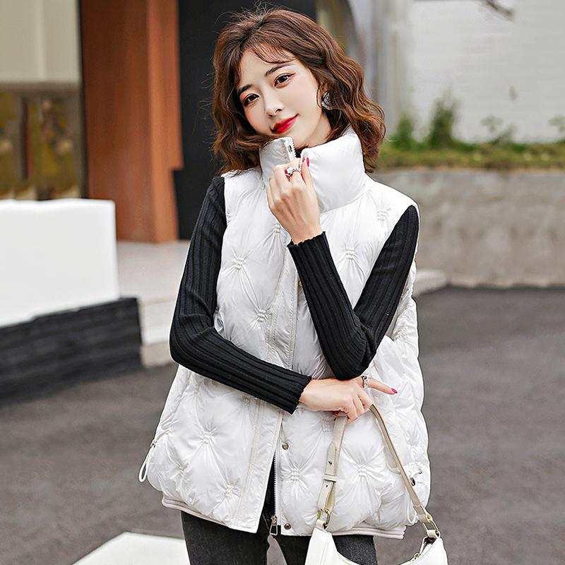 Осень-зима, однотонная утепленная верхняя одежда с хлопковой подкладкой, воротник-стойка, теплая куртка без рукавов, пальто, жилет для женщин