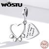 Simple and Stylish Heart-shaped Listing and Pet Footprints 925 Sterling Silver Charm Pendant for DIY Jewelry Gift