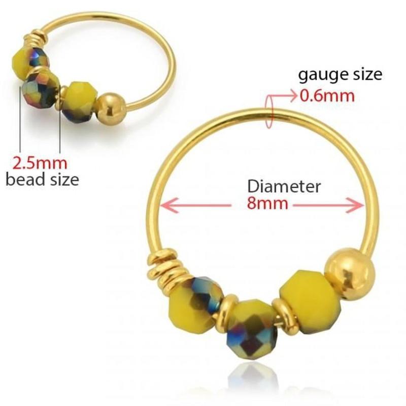 KODY PIERCING Пирсинг из 9-каратного золота с разноцветными фарфоровыми бусинами, кольцо в носу - качественный пирсинг