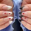 24pcs Press On Nails Foreign Trade Almond Nails Black and White Love Heartbeat Erotic Wear Nails Hot Girl Style Sweet and Cool Fake Nails Nails