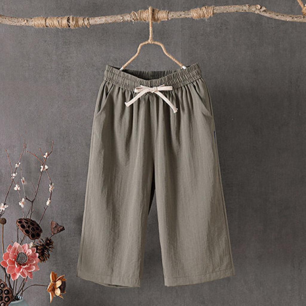 Женские широкие брюки с карманами, легкие, с высокой талией, свободные, укороченные брюки с поясом