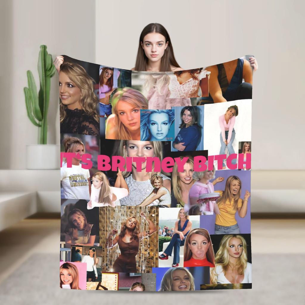 Britneys Spears Flannel Blankets Super Soft Throw Blanket for Outdoor Travel Office Funny Bedspread Sofa Bed Cover