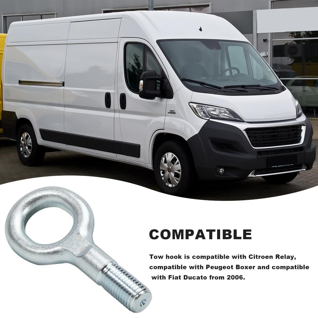 Car Tow Hook 1348135080 674417 Compatible with Relay Boxer Ducato Car Heavy Duty Short Towing Eye Hitch Bumper Trailer Ring Loop
