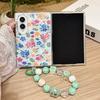 Korean Color Flower Cute Phone Case For Samsung Galaxy Z Fold 8 Ultra 7 6 5 Z Fold7 Fold6 Cover with Chain Kawaii Floral Cases