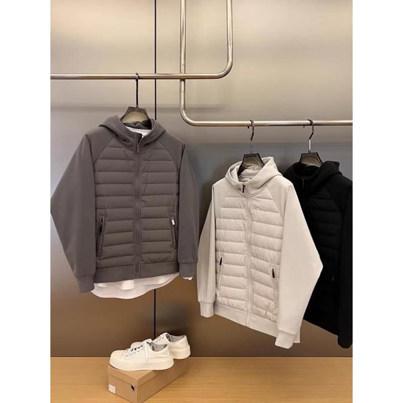 Men's Casual Hooded Winter Cotton Jacket - Loose, Trendy, Solid Color Spliced Design