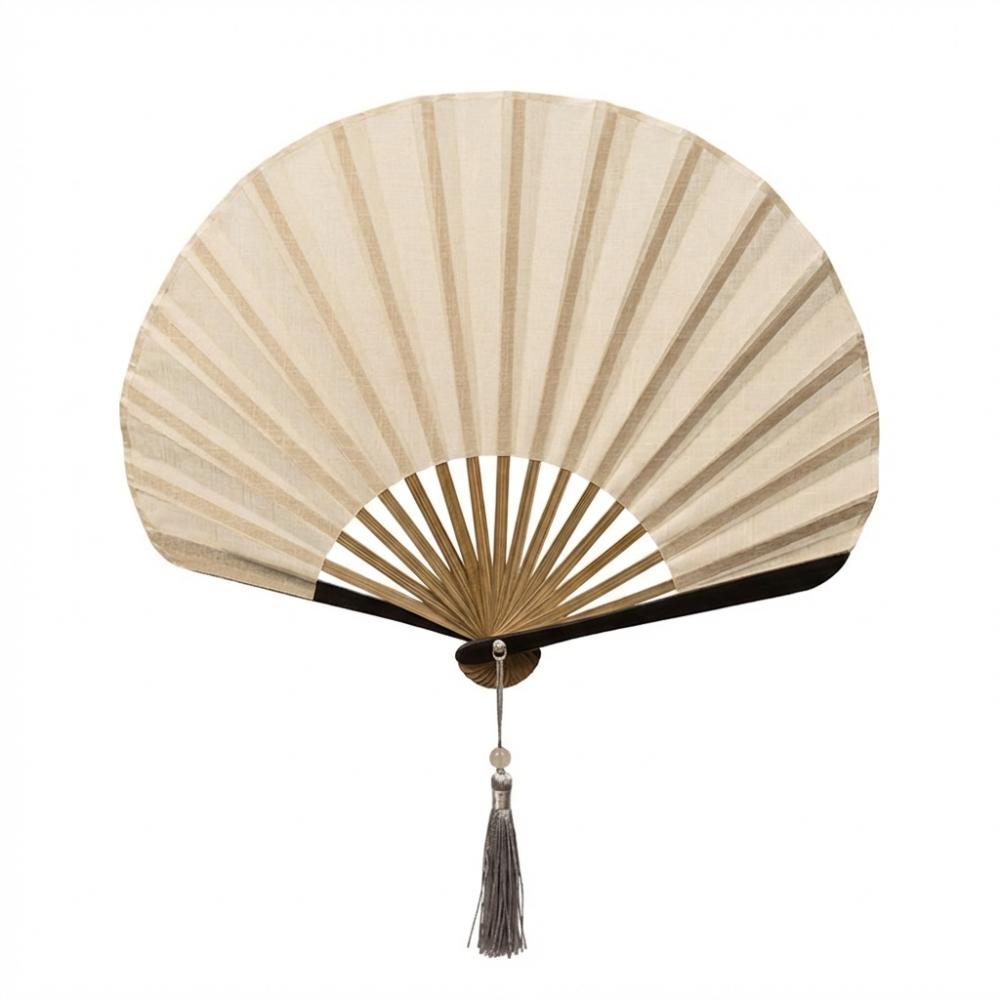 Solid Color Retro Mini Shell Fan Cotton Linen Cloth New Chinese Style Fan Dance Props