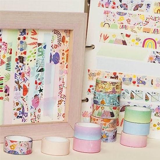 Masking tape 12-piece set cute washi beautiful artwork gold foil DIY craft journal planner scrapbook wrapping gift decoration (rustic animals)