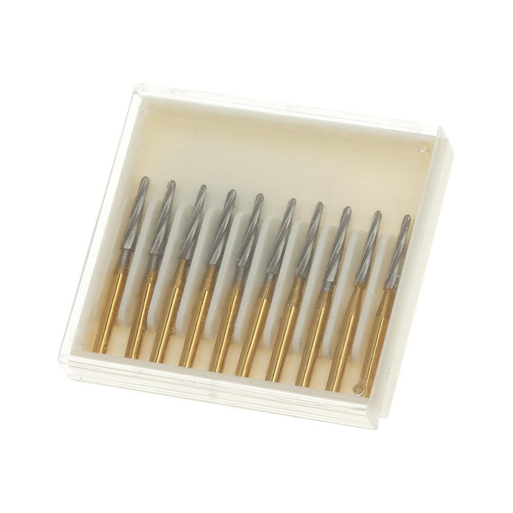 10Pcs Dental Endo-Z Burs Lab Drill Carbide Tungsten Steel Trim Finishing High Speed FG Endo-Z 21mm/25mm/28mm