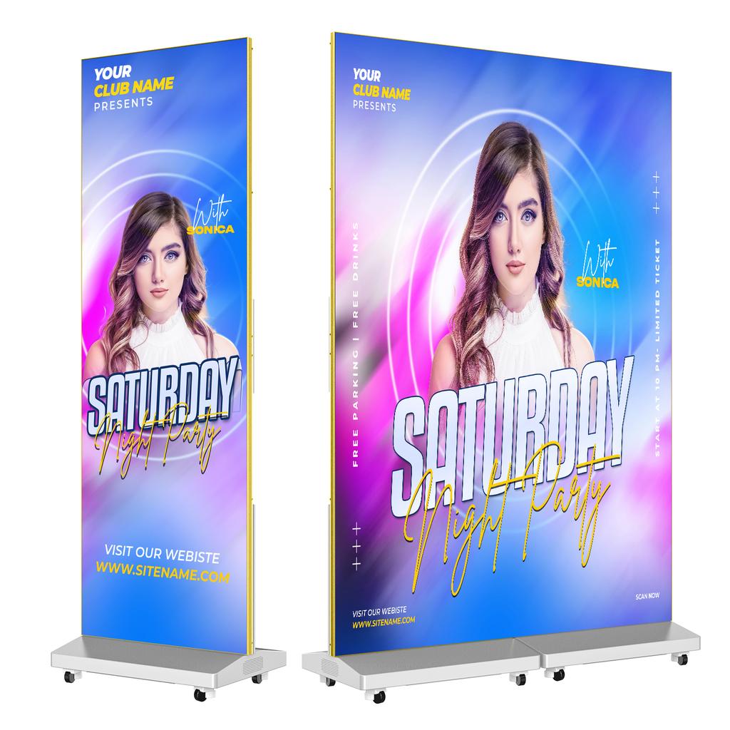 MWE USA Warehouse 80 Inch P1.86 GOB Foldable Portable Wireless LED Poster Digital Signage with CMS for Exhibition Event Rent