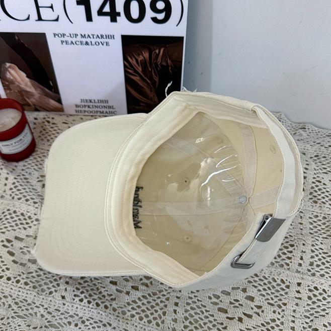 Embroidery Small Letters Solid Color Soft Top Hole Baseball Cap Men And Women Spring Casual Versatile Sunshade Sun Protection Japanese
