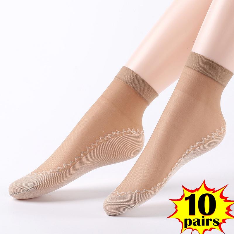 1/5/10 Pairs Women's Ultra-thin Cotton Silk Short Socks Seamless Breathable Socks