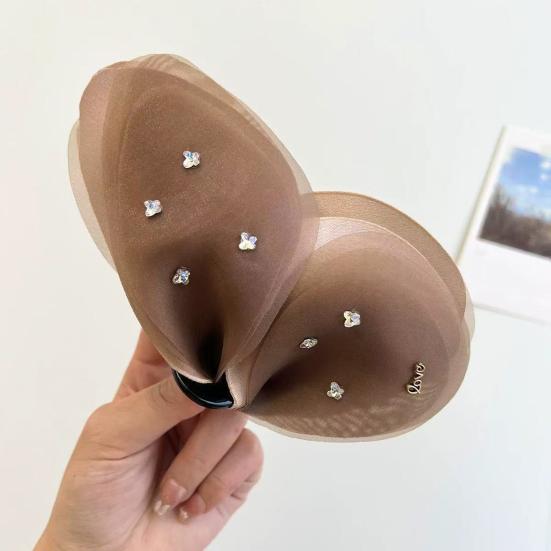 Женская заколка для волос в форме банта из сетчатой пряжи, летняя, большая, для затылка, краб для волос, защищающий кожу головы, аксессуар для волос