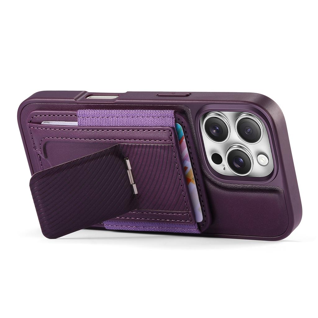 CASENEO For iPhone 16 Pro Case with Foldable Kickstand TPU PU Leather PC Card Bag Magnetic Phone Cover  Compatible with MagSafe