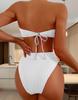 Женский купальник, однотонный, без бретелек, с завязками на спине, с высокой талией, с разрезом, купальник-бикини, пляжная одежда, купальные костюмы