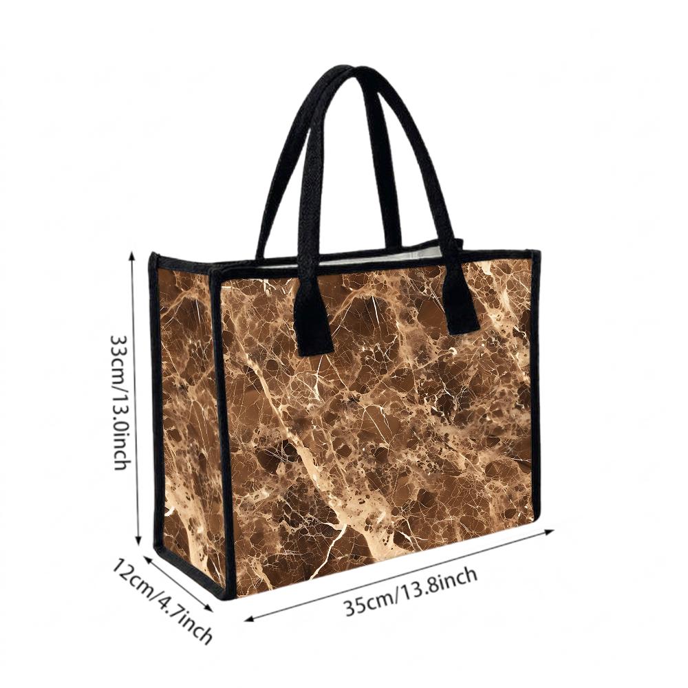 Brown Marble Pattern Tote Bag Large Fashion Shoulder Handbag for Daily Use