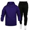 2024 Autumn Winter Tracksuit Men Solid Hooded Sweatshirt 2 Piece Sets Mens Outfits Suit Men Fleece Sport Hoodie Sweatpants Two Piece Sets