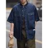 Японский ретро модный бренд летняя свободная джинсовая рубашка с короткими рукавами художественная молодежная рабочая рубашка мужская и женская многослойная куртка