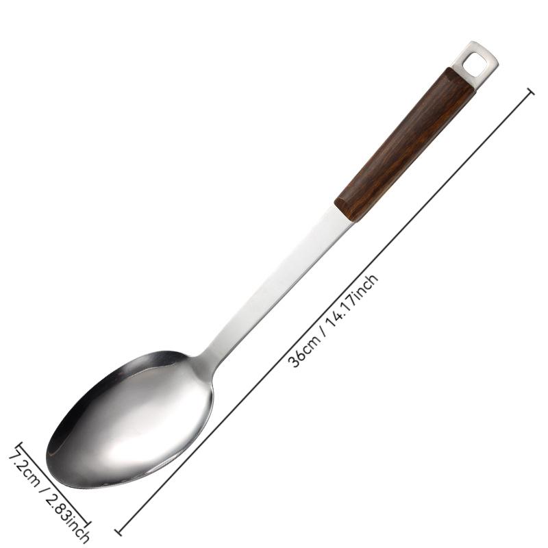 Кухонная деревянная ручка Лопатка для вока Кухонная утварь Нержавеющая сталь Лопатка для жарки Дуршлаг Ложка для супа и риса Кухонные принадлежности Инструменты