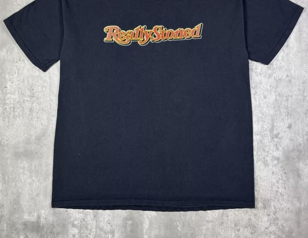 Винтажная футболка 90-х Really Stoned, смешная, про траву, одинарный шов, мужской размер XL