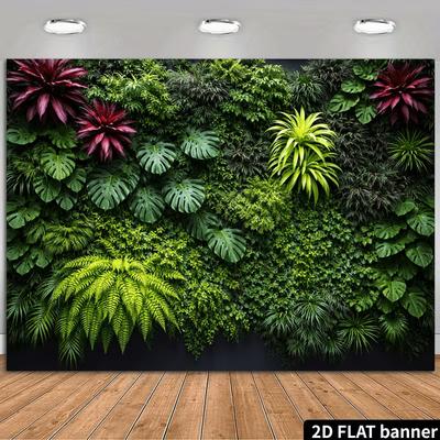 2D Пышная Зелень Тропического Леса Настенный Фон Фон для Фотосъемки с Тропическими Листьями