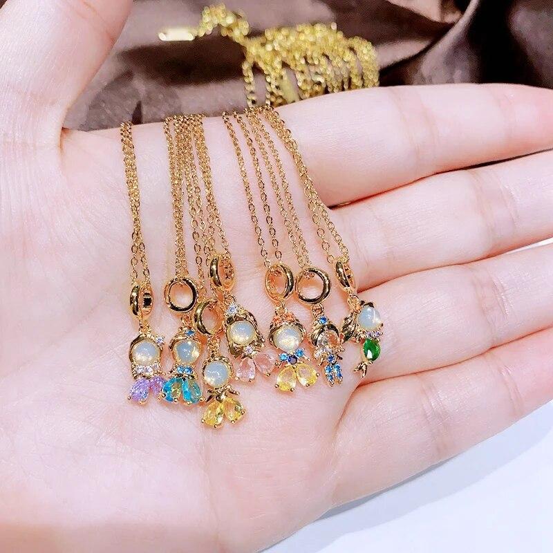 MIGGA новые сказки, маленький циркон, кулон принцессы с камнем, ожерелье золотого цвета, регулируемая цепочка