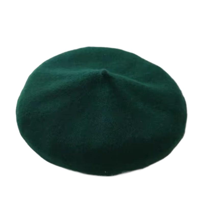 Beret Women's Fashion Retro Casual Wool Beret Artist Hat Wool Versatile Knitted Round Top Bud Hat Warm Hat