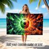Soccer Theme Beach Towel Personalized Custom Name & Text Soft Quick Dry Beach Towel for Swimming Travel