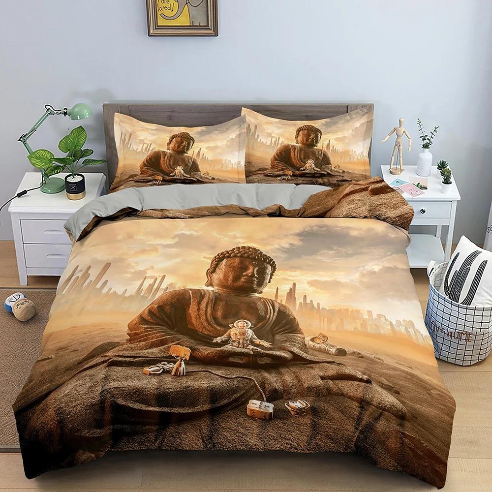 Будда Бодхисаттва Постельный набор Мальчики Девочки Полуторный Двуспальный Размер Пододеяльник Наволочка Кровать Детский Взрослый Мода Домашний Текстиль