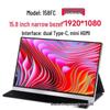 15.8-inch Portable IPS Monitor with Narrow Bezel – Compatible with Mobile Phones, Laptops, PS4, and PS5.
