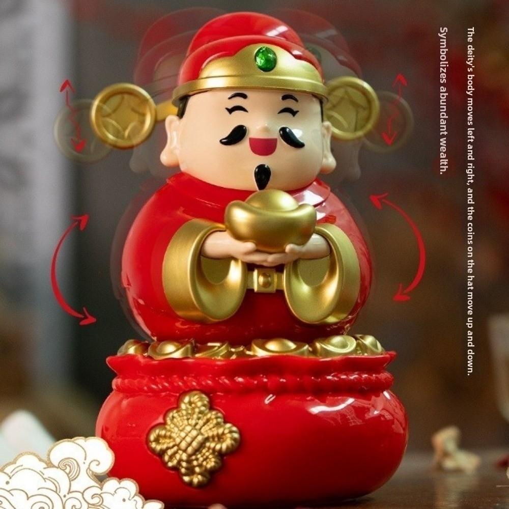 Chinese Style God Of Fortune Sculpture Auto Shaking God of Wealth Car Ornament  Home Decoration