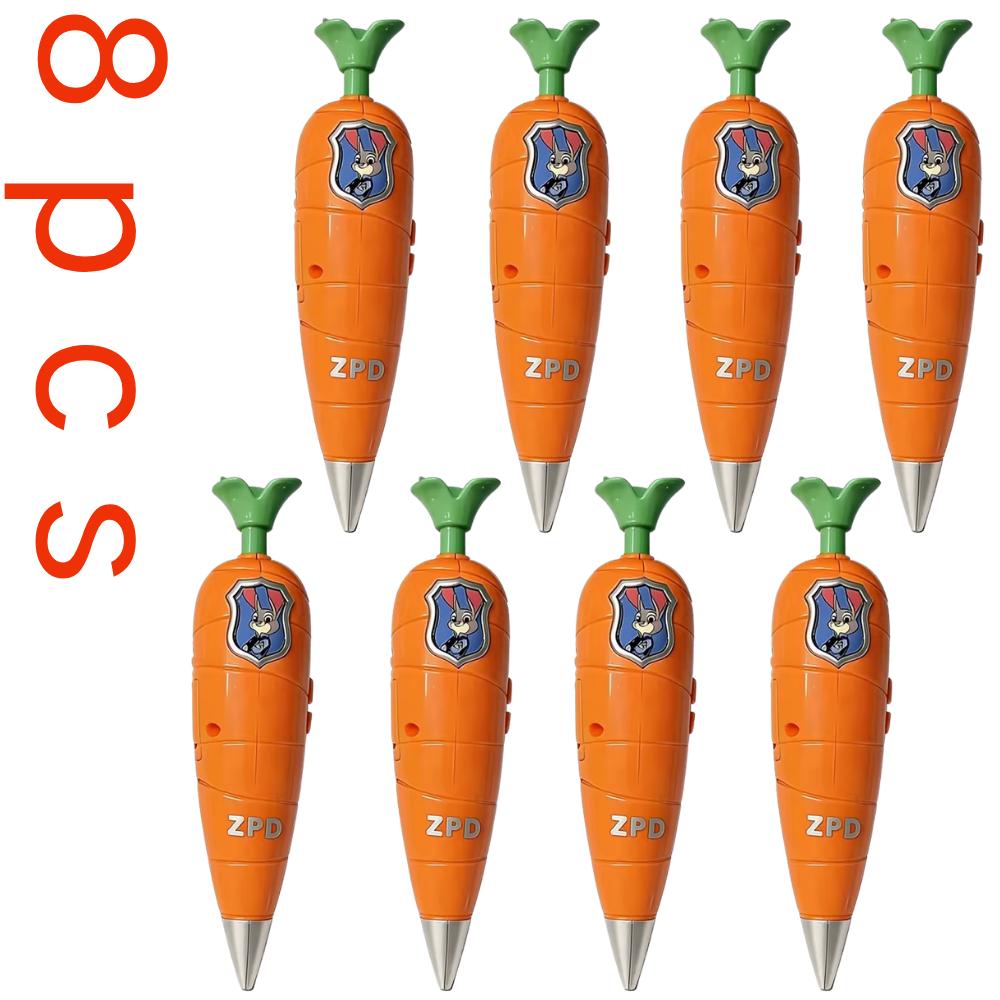 Hot Zootopia 2 Carrot Recorder Pen | Judy & Nick Style For Kids | 60S Mini Recorder | 2-In-1 Gel Pen Stationery Kids Gift