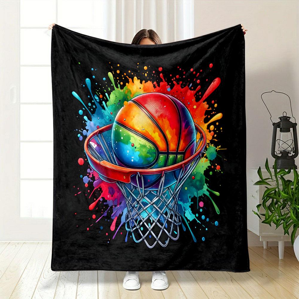 Colorful Basketball Splash Art Design print blanket soft and cozy perfect for the living room bed sofa or a nap,gift