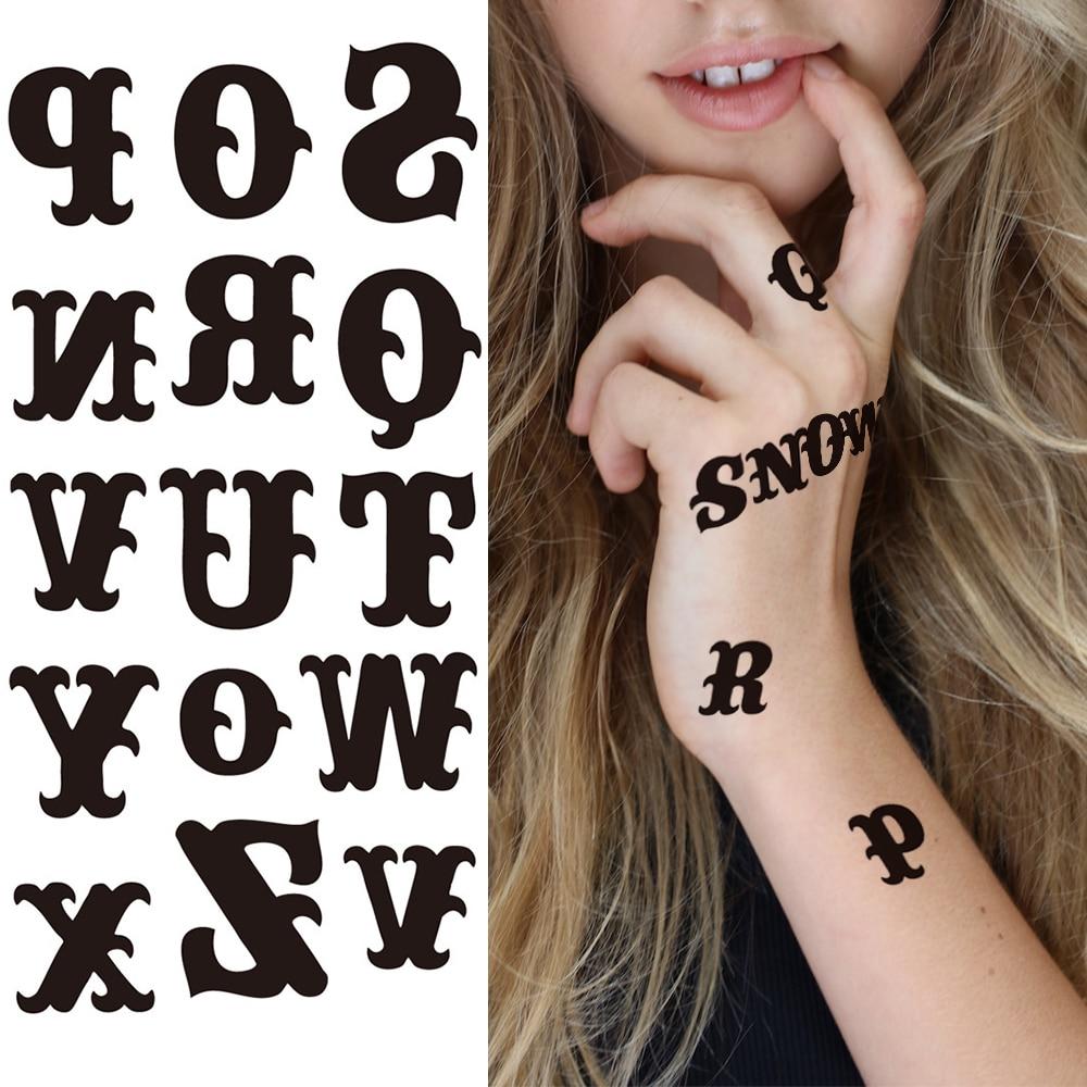 Черное реалистичное поддельное кольцо, временные татуировки для женщин, девушек, стихов, тату с буквами, ЭКГ, клевер, крест, водостойкая тату-наклейка