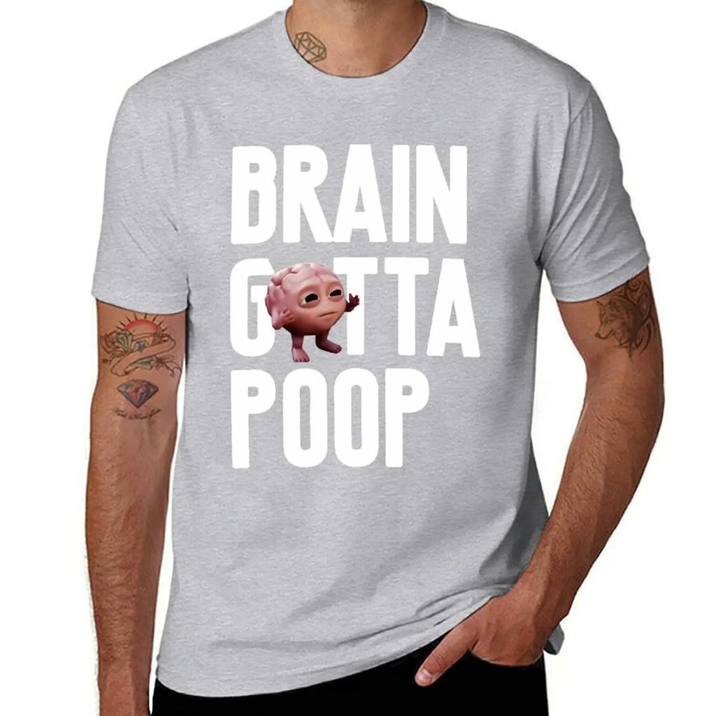 Brain Gotta Poop T-Shirt Aesthetic clothing Blouse boys animal print men workout shirt