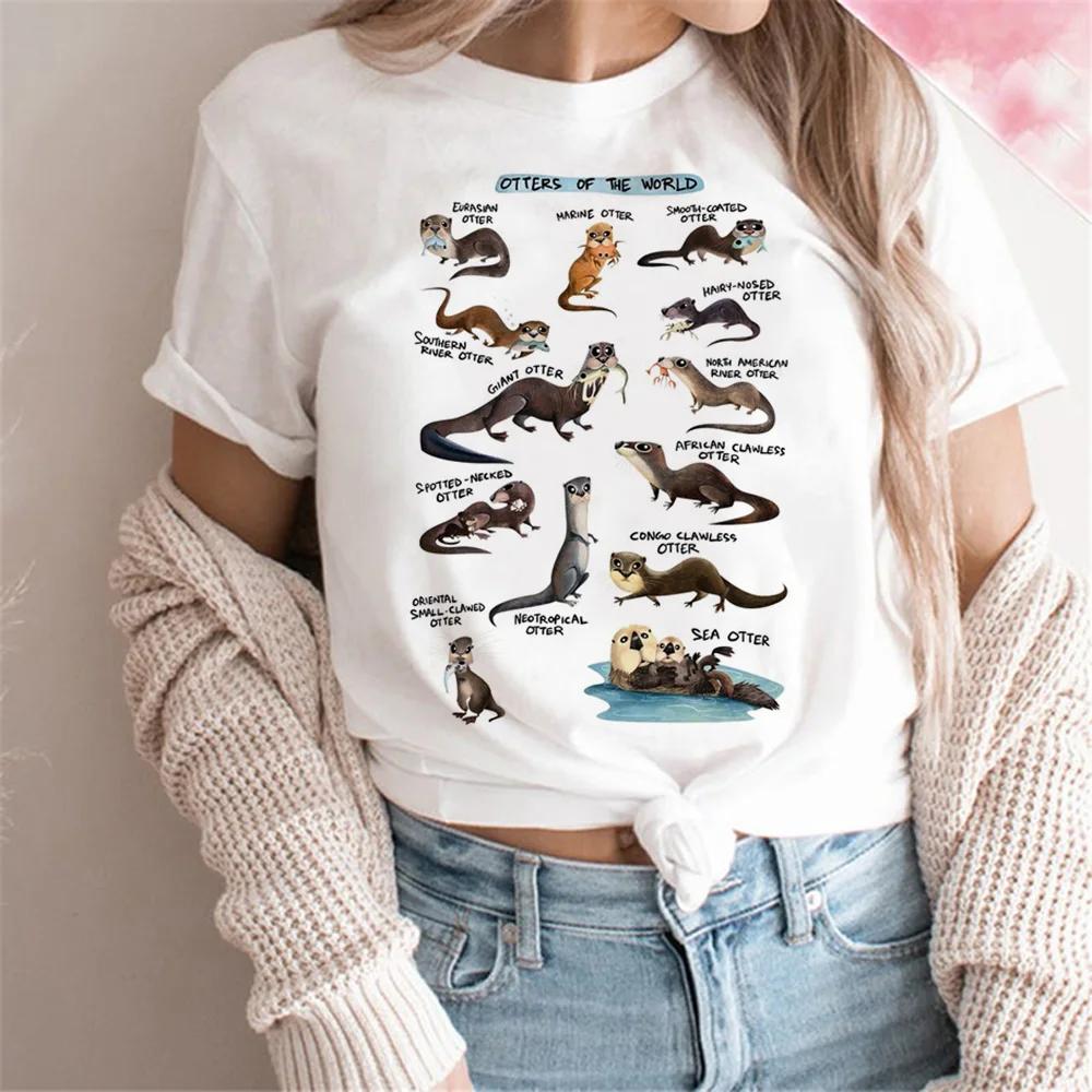 Otter T-shirt Women's T-style Summer Casual Loose Comic Top Girl Anime Clothing