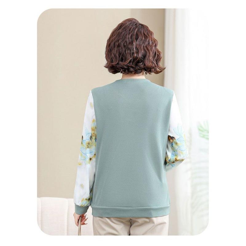 Футболка с длинным рукавом Вязаный свитер Модный пуловер с V-образным вырезом Принт Повседневный топ