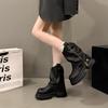 Мода Зима Платформа Толстый Каблук Женские Короткие Ботинки Модные Туфли с Пряжкой Ремня Уличный Стиль Банкет Мотоциклетные Боты Женские