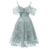 Deer Women's Floral Crochet Lace Ruffle Cold Shoulder Cami Strap Midi Bridesmaid Dress Wedding Evening Formal Party Cocktail Occasions Outfits