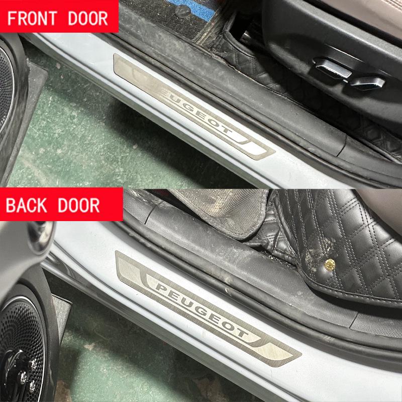 Ультратонкие накладки на пороги Peugeot 208/308/4008/508/201/301/2008 с логотипом