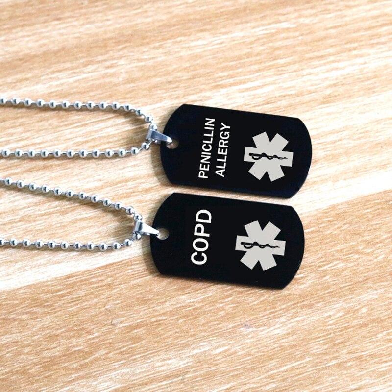 Медицинское оповещение-кулон, ожерелье диабетического типа, астма, болезнь сердца, ожерелья из нержавеющей стали для женщин и мужчин, модные аксессуары для медицинского оповещения