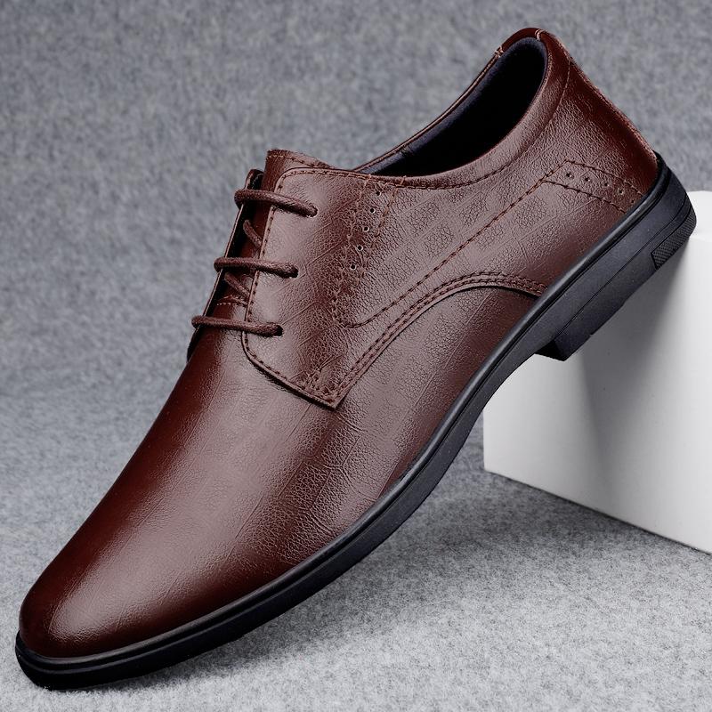 Luxury Brand Mens Casual Shoes Genuine Leather Men Bussiness Formal Shoes Fashion Designer Office Shoes Lace Up Oxford Footwear