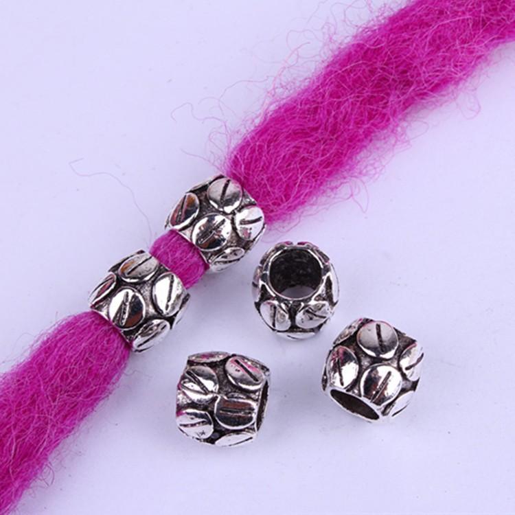 5pcs/bag Silver Metal Hair Rings Braid Dreadlocks Bead Hair Cuffs Dread Tube Charm Dreadlock for DIY Hair Accessaries