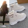 Women's Large Size Soft Sole Winter Warm Fur One Anti-slip Snow Boots Padded Lined Ankle Boots Windproof Outdoor Sports Cotton Boots