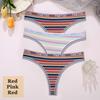 3 шт./компл. красочные полосатые хлопковые женские трусики сексуальные стринги нижнее белье женские дышащие стринги нижнее белье трусики с Т-образной спинкой