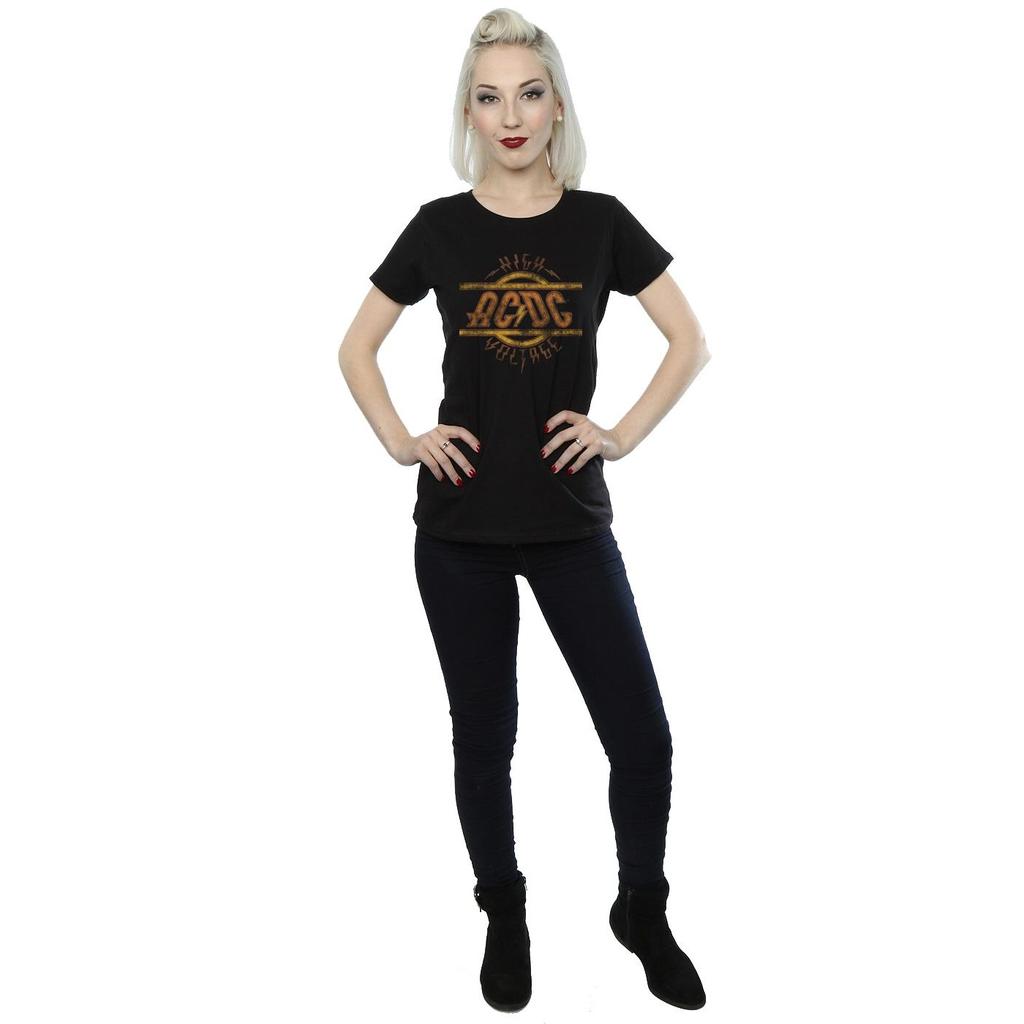 AC/DC Женская/Дамская хлопковая футболка High Voltage