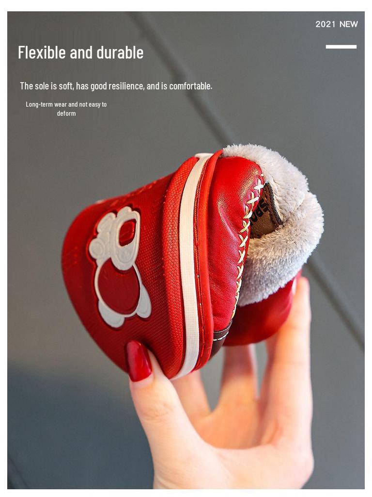 Водонепроницаемые Нескользящие Зимние Теплые Хлопковые Тапочки с Бархатом и Искусственной Кожей для Мужчин, Женщин и Детей