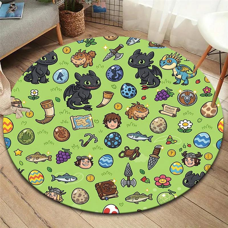 How Train Dragon Round Area Rug Carpet Rug For Living Room Bedroom Sofa Playroom Decor Nonslip Floor Mat